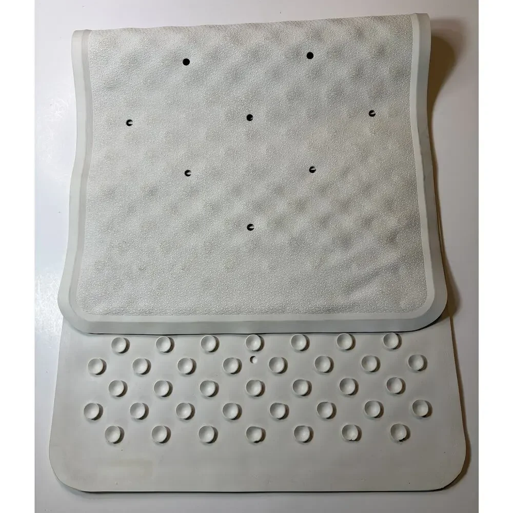 Non-Slip Bathtub Mat with Suction Cups - Washable Shower Mat (29 x 13, White) vn